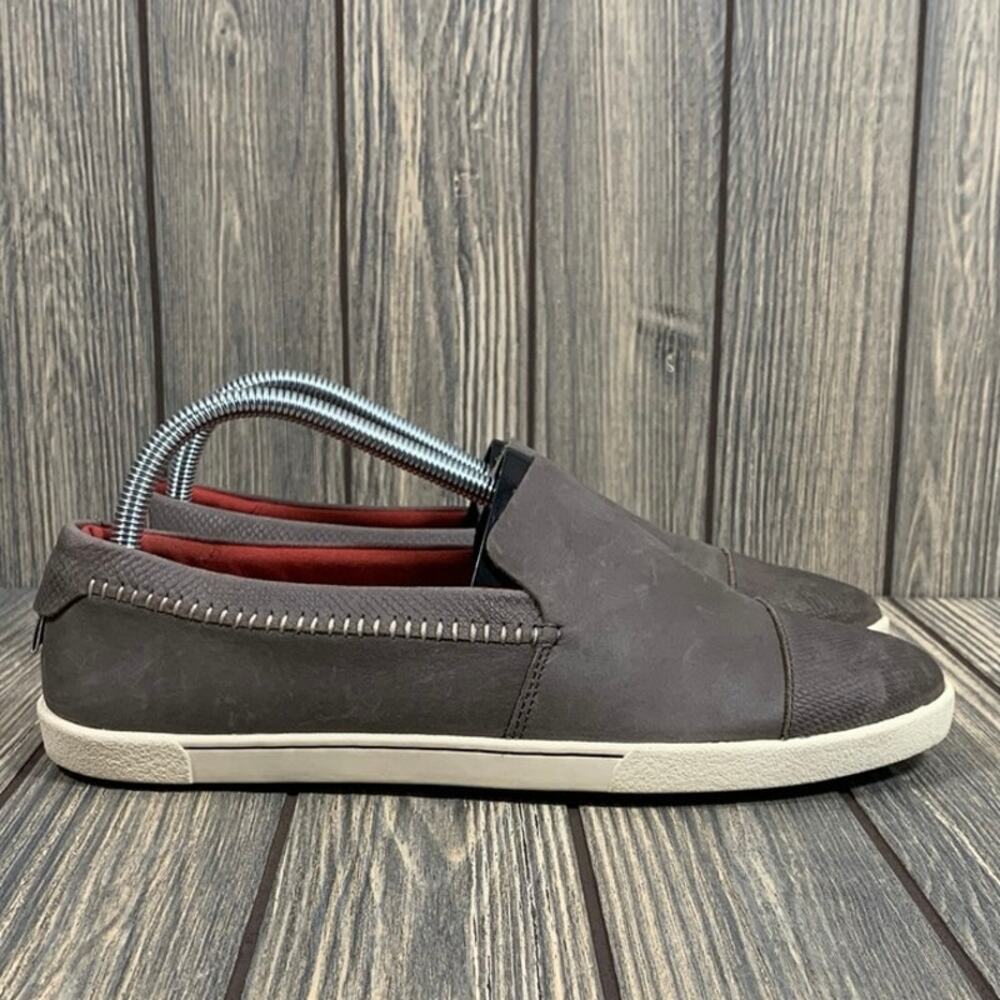 Olukai Alohi Loafer Women 9.5 Leather Casual‎ Comfort Cap Toe Slip On Flats Grey